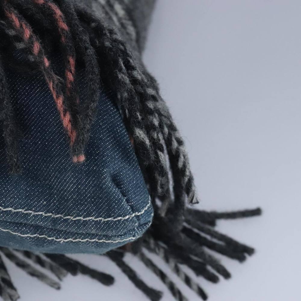 BURBERRY Nova Check Scarf Style Blue Label Hand Bag Wool Gray Silver Auth 96942 - Picture 13 of 16